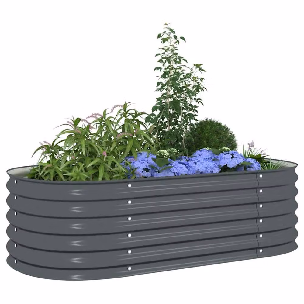 Berkfield Home Garden Galvanised Steel Raised Bed in Grey, W: 160 cm, D: 80 cm, H: 44 cm – 3