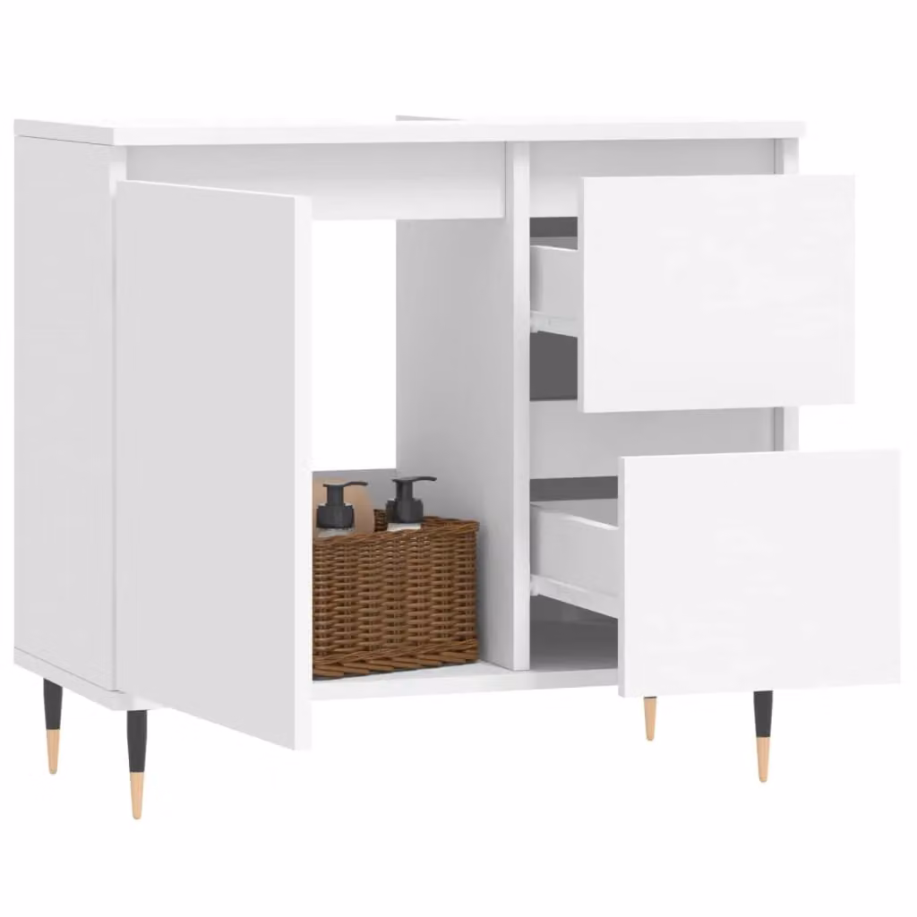 Berkfield Home White Bathroom Cabinet, W: 65 cm, D: 33 cm, H: 60 cm – 2