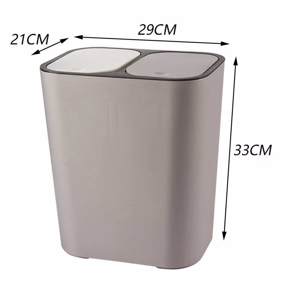 Kelvenix 15L Double Recycling Bin with Flip Lid, Grey – 2