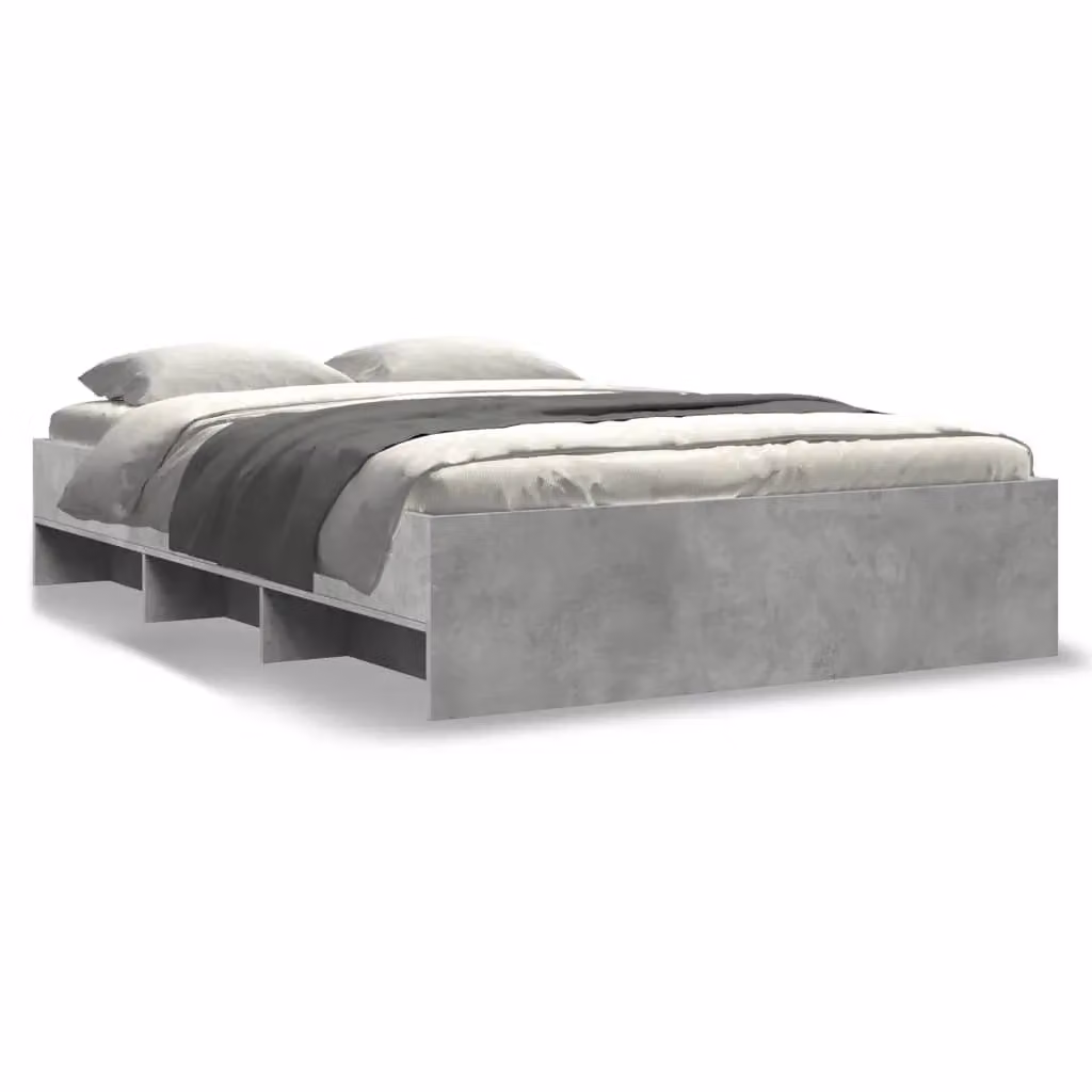 Berkfield Home Small Double Bed Frame in Concrete Grey, Engineered Wood, W/D/H: 120 x 200 cm – 2