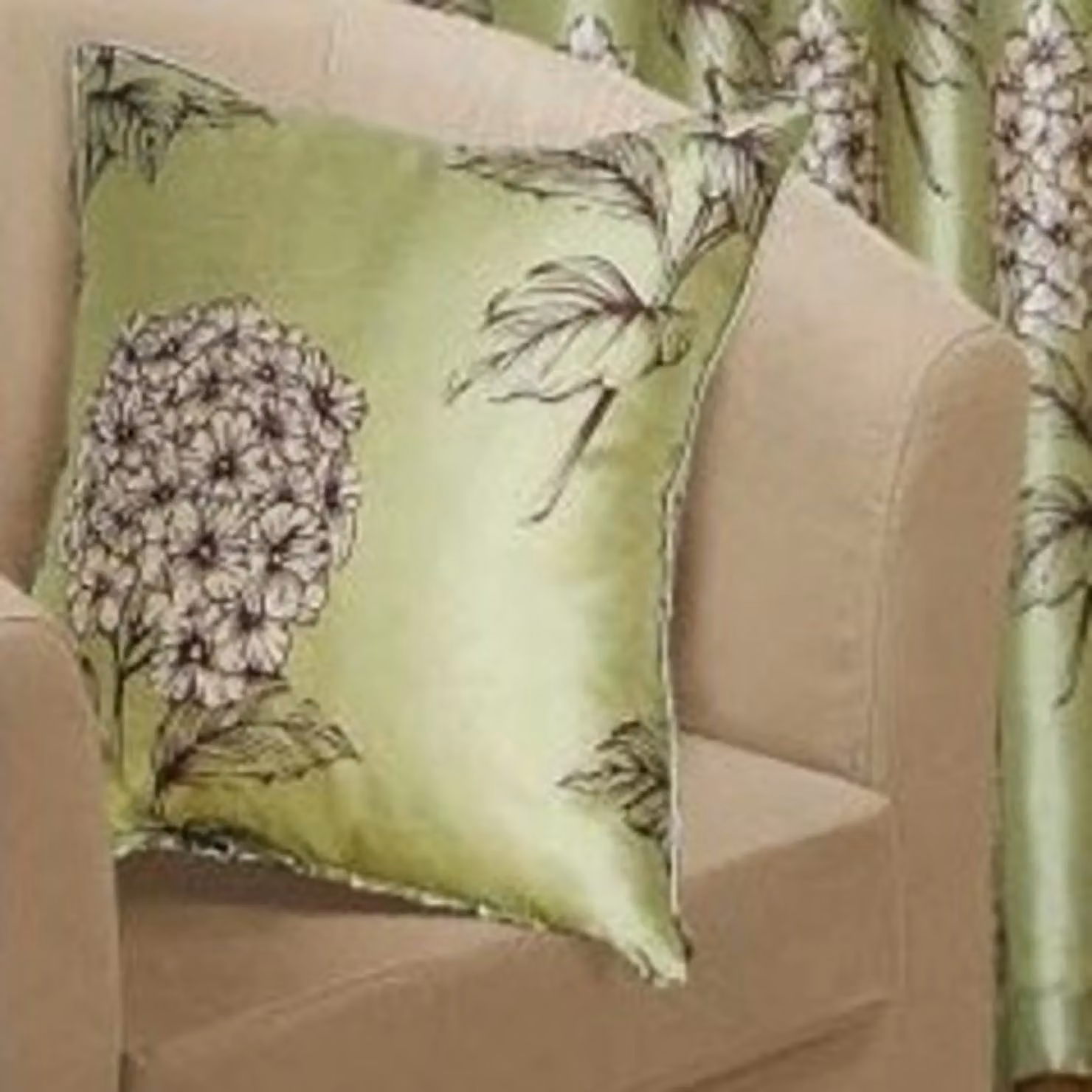Rapport Home Helena Floral Square Cushion Cover in Green, W x D: 45 x 45 cm