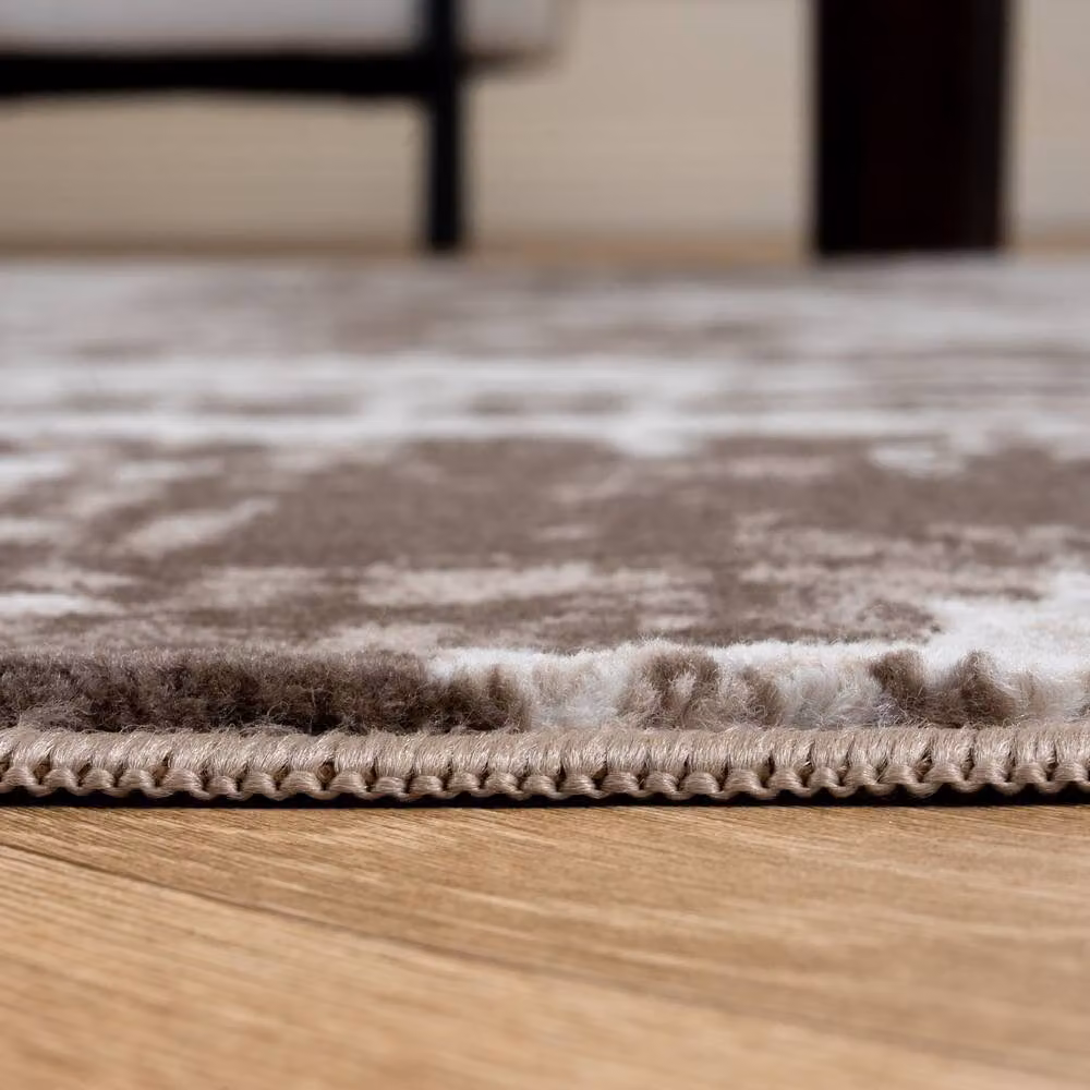 THE RUGS Elaris Stain Resistant Abstract Distressed Living Room Area Rug in Beige, W/D: 230 x 160 cm – 3
