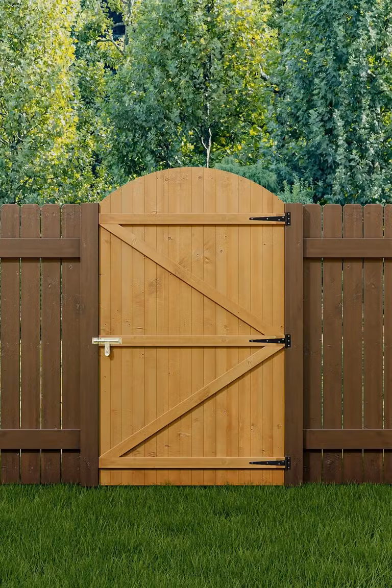 Living and Home Brown Wooden Arched Top Swing Garden Gate, W: 105 cm, H: 180 cm