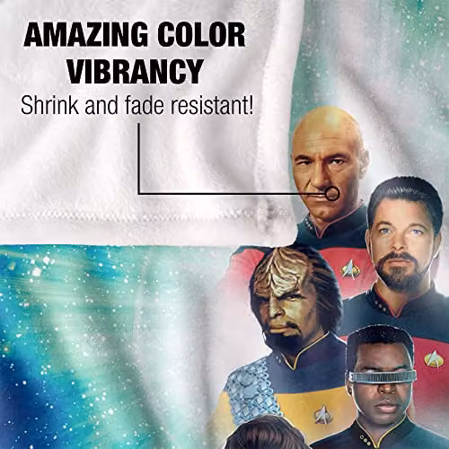 Trevco Star Trek 30 Crew Super Soft Fleece Throw Blanket, White, W/D/H: 152 x 127 cm – 3