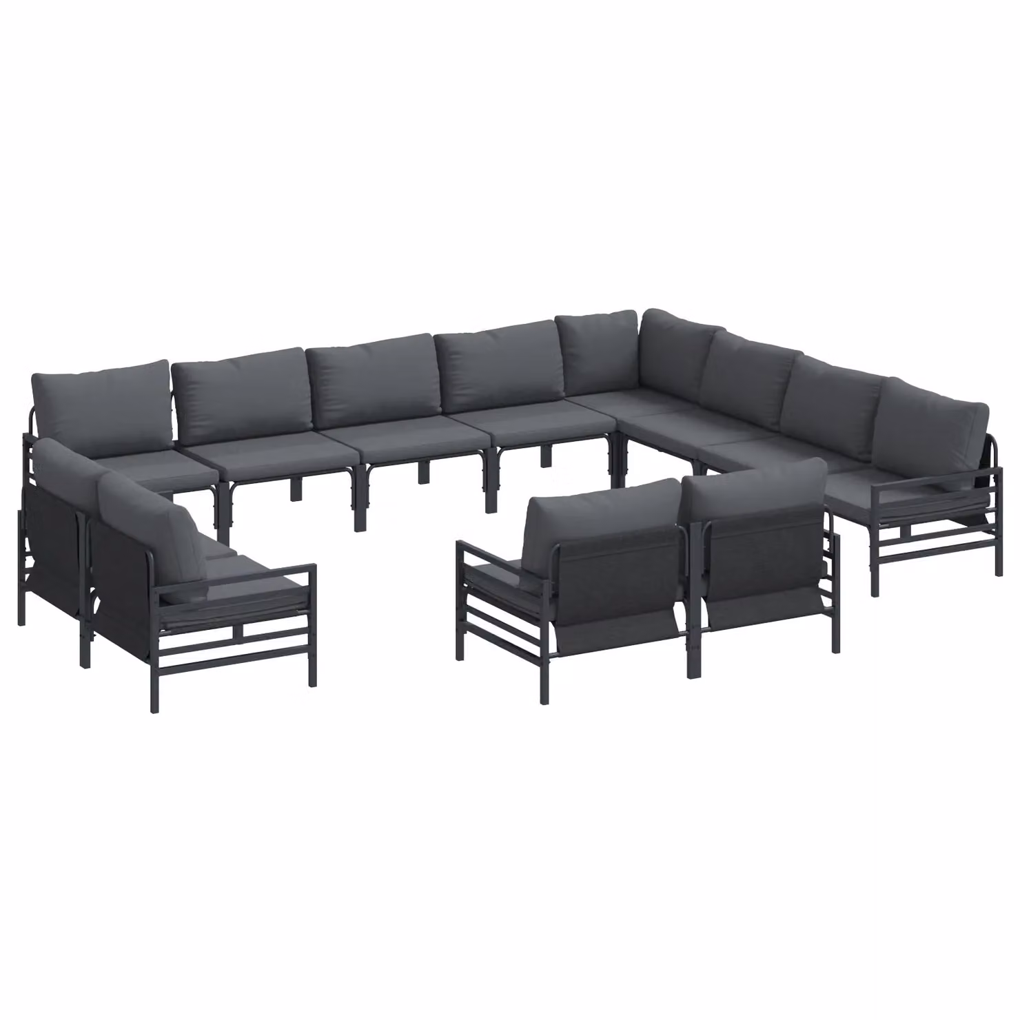 Berkfield Home 12 Piece Modern Garden Sofa Set in Anthracite Powder Coated Steel – 2