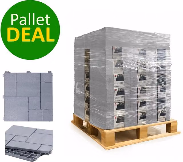 Nicoman 630 Piece Mosaic Composite Interlocking Decking Tiles in Light Grey