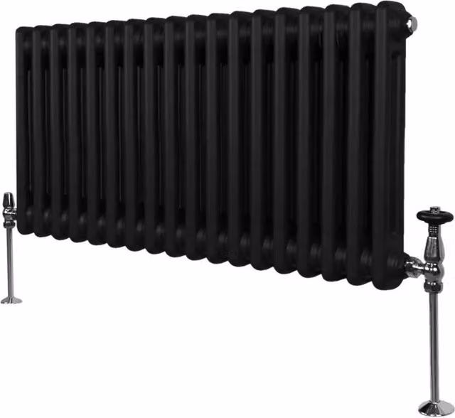 Monstershop Traditional 2 Column Steel Radiator in Black, H 83.2 cm x W 30 cm x D 7 cm