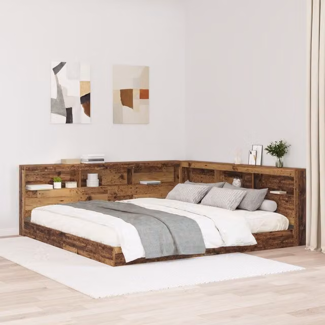 Berkfield Home Storage Headboard with Integrated Shelf in Old Wood Brown, Width: 180 cm – 1