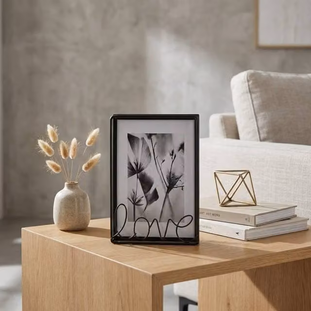 Garden Greatness Urban Love Wire Photo Frame, Black and Multicolour, Rectangular Metal Tabletop Design, 13.0 x 18.7 cm