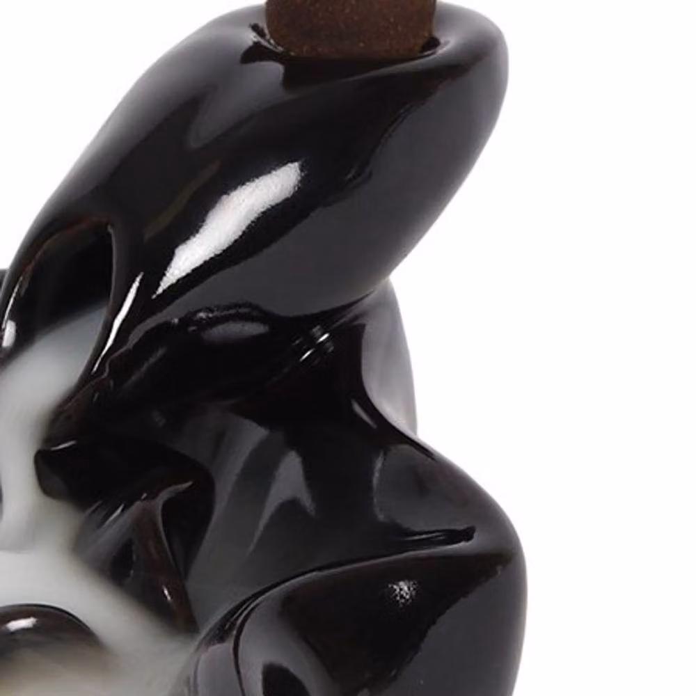Something Different Pool To Pool Backflow Incense Burner in Black Ceramic, H 12.0 cm x W 11.0 cm x D 7.0 cm – 2
