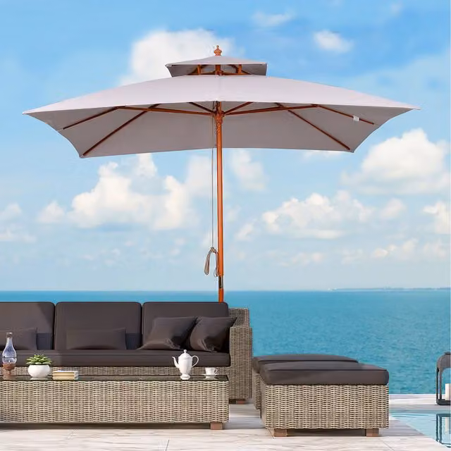 Outsunny Grey Patio Garden Sun Umbrella, W x D: 300 x 300 cm