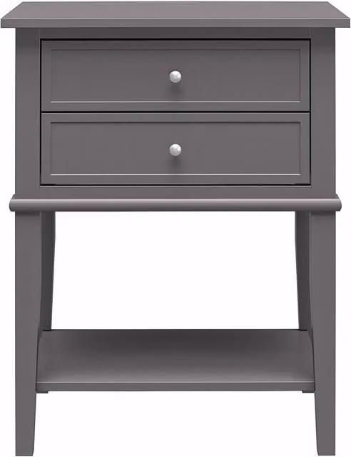 Ameriwood Home Franklin Accent Table with 2 Drawers in Grey