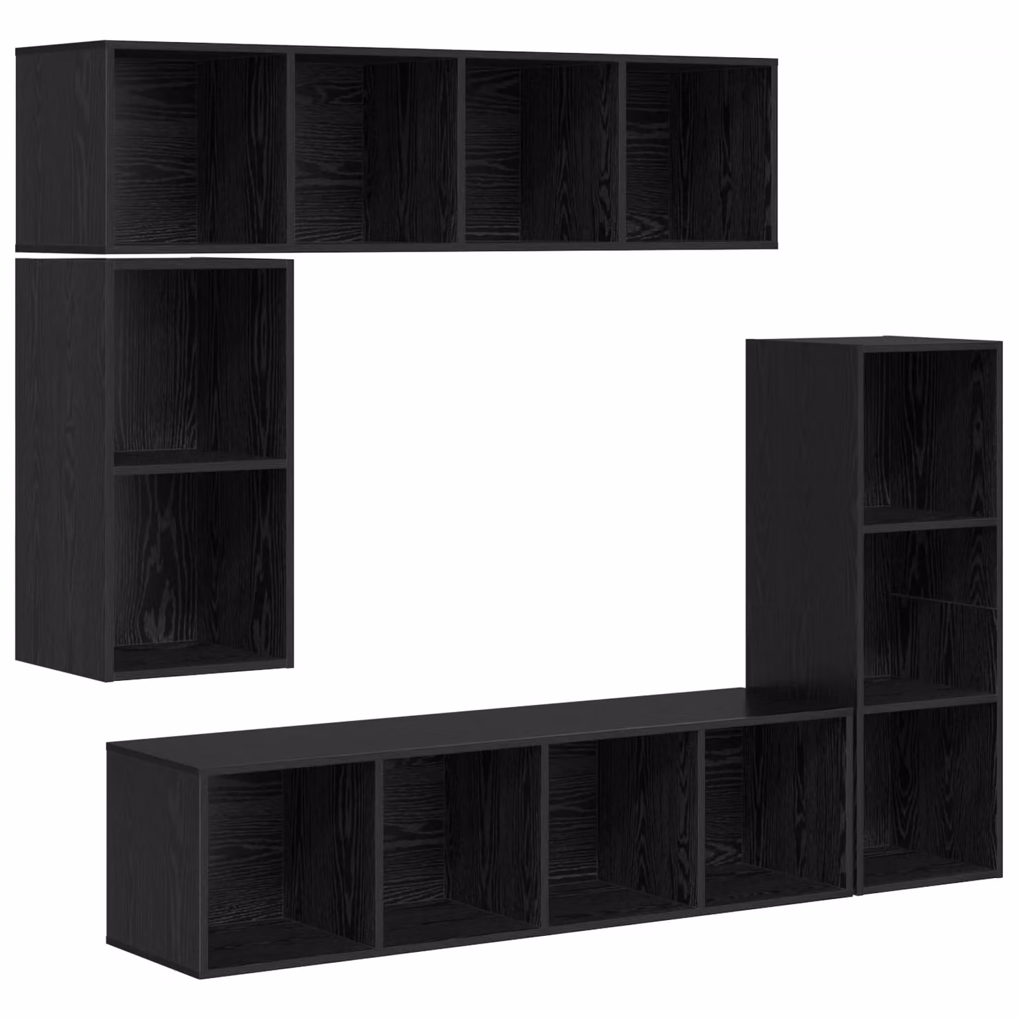 Berkfield Home 4-Piece Wall-Mounted Storage Set in Black Oak Engineered Wood – 2