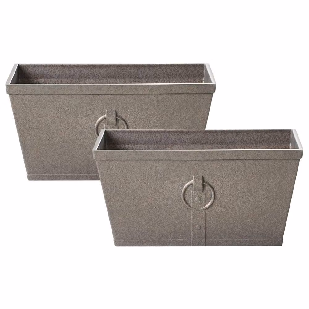 Wyld and Coco Grey Fibre Clay Rectangular Planter Set of 2, W: 60 cm, D: 30 cm, H: 20 cm – 2