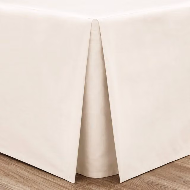 Catherine Lansfield Plain Dye Pleated Bedding Valance in Cream Percale Polycotton