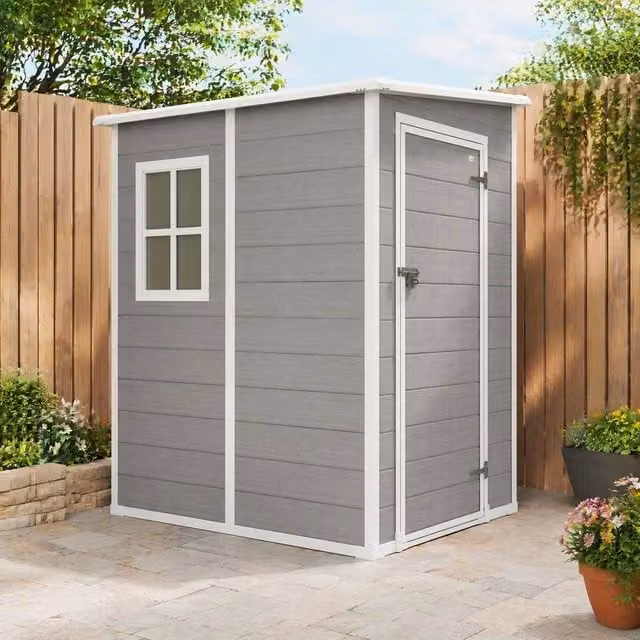 STILVORA Grey Pent Garden Storage Shed with Window and Lock
