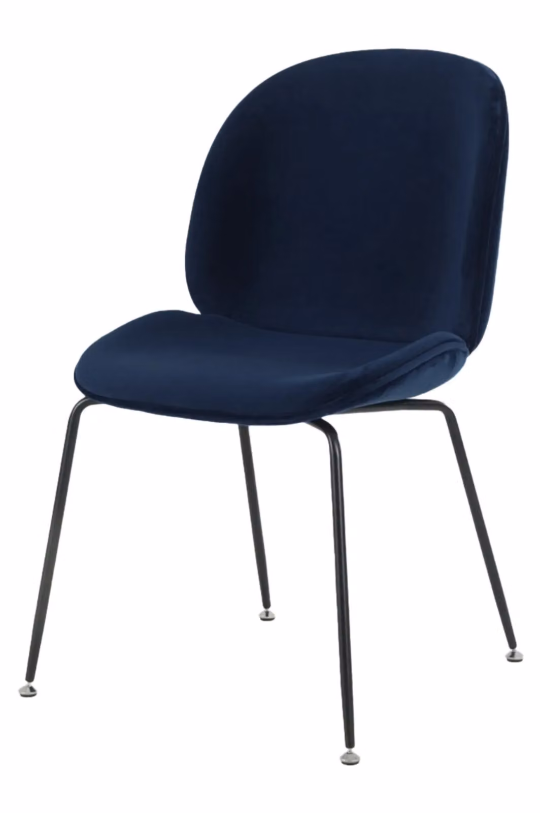 Fusion Living Luxurious Velvet Dining Chair with Black Metal Legs in Navy Blue – 2