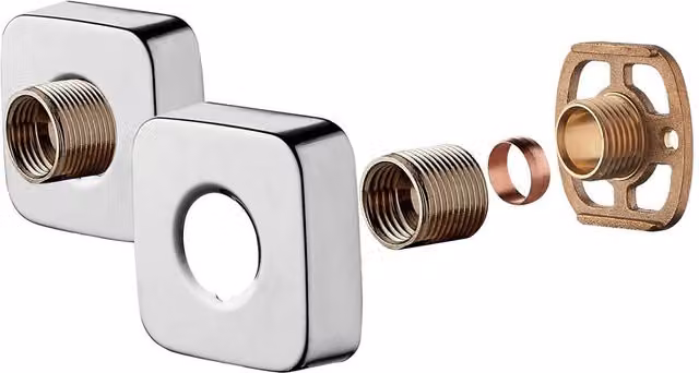 Nes Home Easy Fast Fit Fixing Kit for Exposed Thermostatic Shower Mixer Bar Valves in Silver Chrome Brass