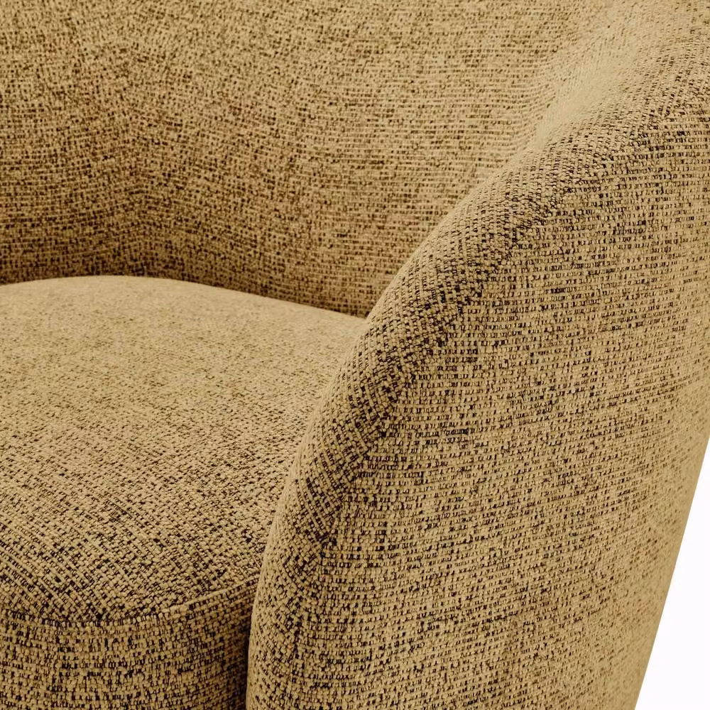 FurnitureboxUK Romilly Yellow Fabric Swivel Accent Tub Chair with Solid Wood Frame – 3