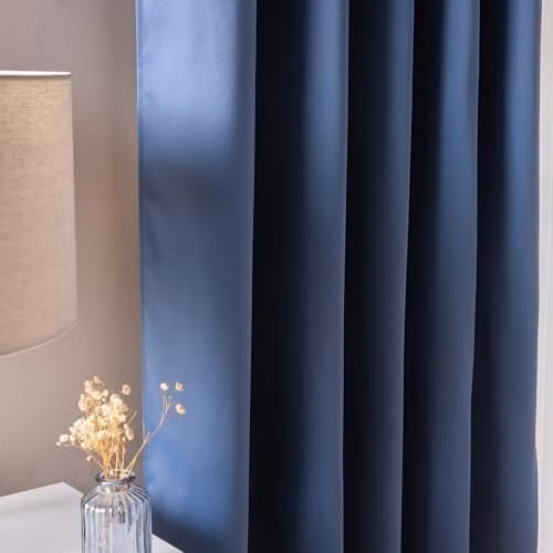 OHS Pair of Thermal Insulated Blue Blackout Eyelet Curtains, Width: 167 cm, Drop: 182 cm – 4