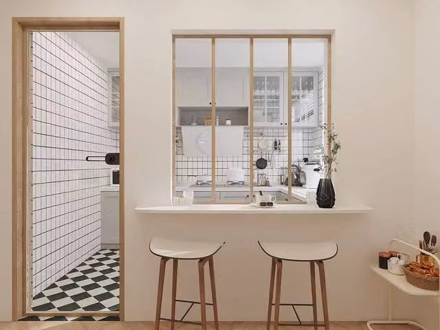 Vente-unique Workshop-Style Partitioning Screen in Powder-Coated Aluminum, Light Oak and Brown, W: 120 cm, H: 130 cm – 1