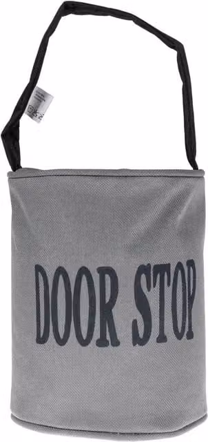 Homescapes Grey and Black Plain Fabric Door Stop with Handle