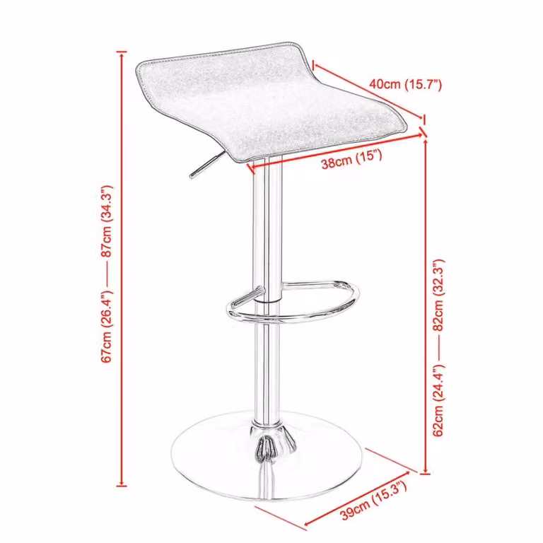 EONLION Set of 2 Modern Square PU Leather Swivel Bar Stools in Black and White