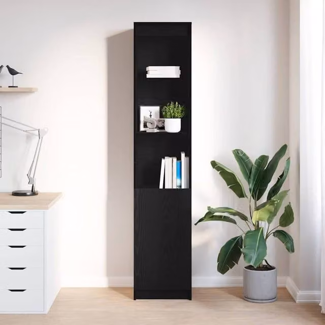 Berkfield Home Black Oak Highboard, W: 37.5 cm, D: 35 cm, H: 180 cm – 1