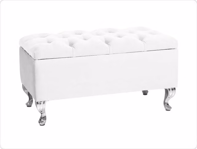 R&M Furnishers Chesterfield Ottoman Storage Bench, Teal and White Tufted Upholstered Velvet Footstool, Width: 180 cm