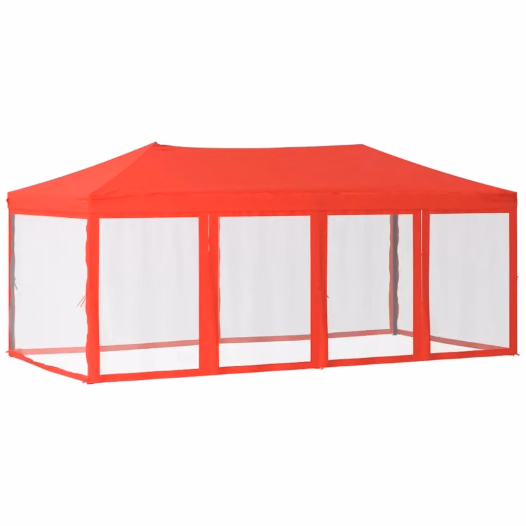 Berkfield Home Folding Party Tent with Sidewalls, Red and Silver, W: 6 m, D: 3 m, H: 3 m – 2