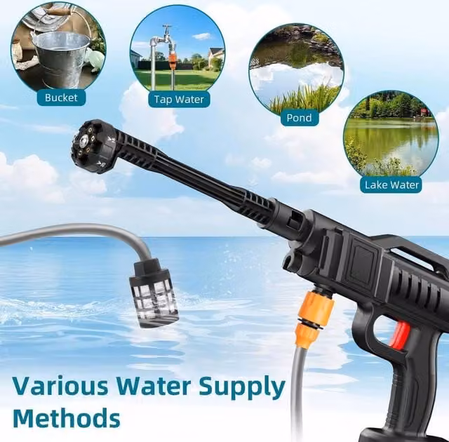 EONLION Portable Cordless High Pressure Car Washer in Black