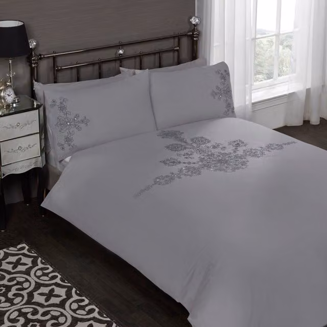 Rapport Home Amelie Graphic Duvet Cover Set, Grey, 180 x 200 cm