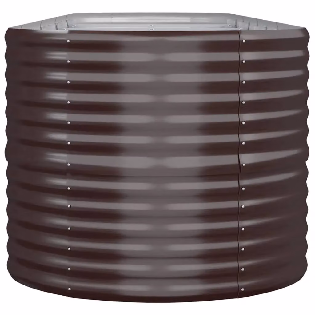 Berkfield Home Garden Brown Powder-coated Steel Raised Bed W/D/H: 368 x 80 x 68 cm – 3