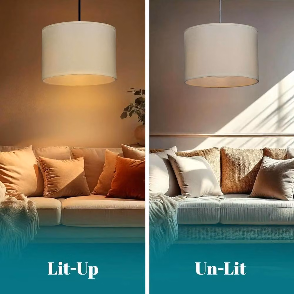 EONLION Set of 3 Modern Cylinder Lampshades in Beige and White for Ceiling and Table Lamps – 2