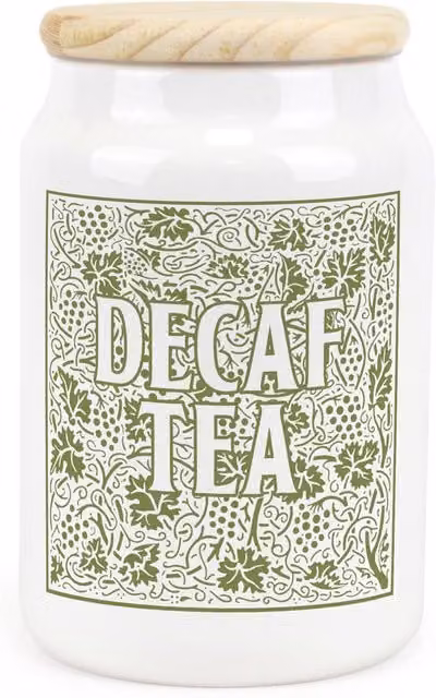 Purely Home Green Oak Leaves and Berries Ceramic Decaf Tea Storage Canister in Green and White