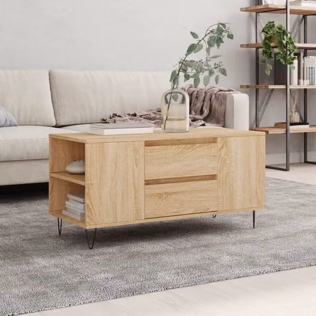 Berkfield Home Sonoma Oak Coffee Table in Brown, W: 102 cm, D: 44.5 cm, H: 50 cm – 1