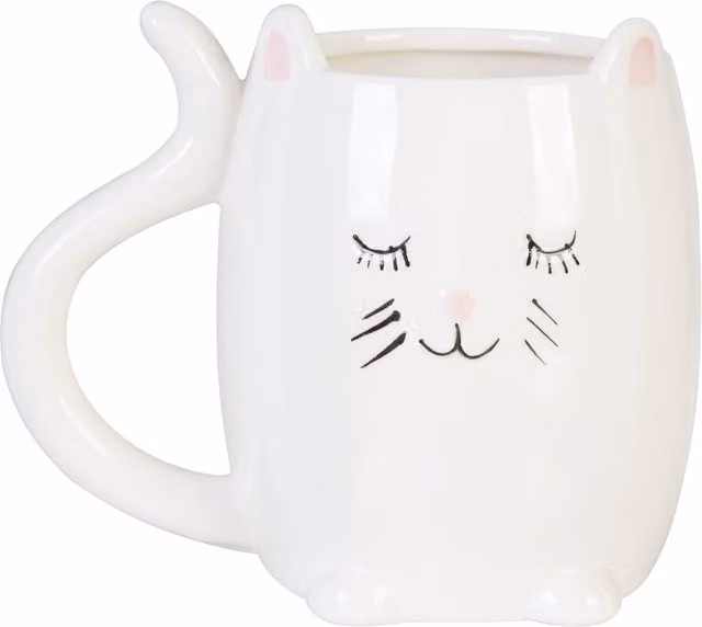 Orsina Elegant Design Ceramic Cat Mug in White