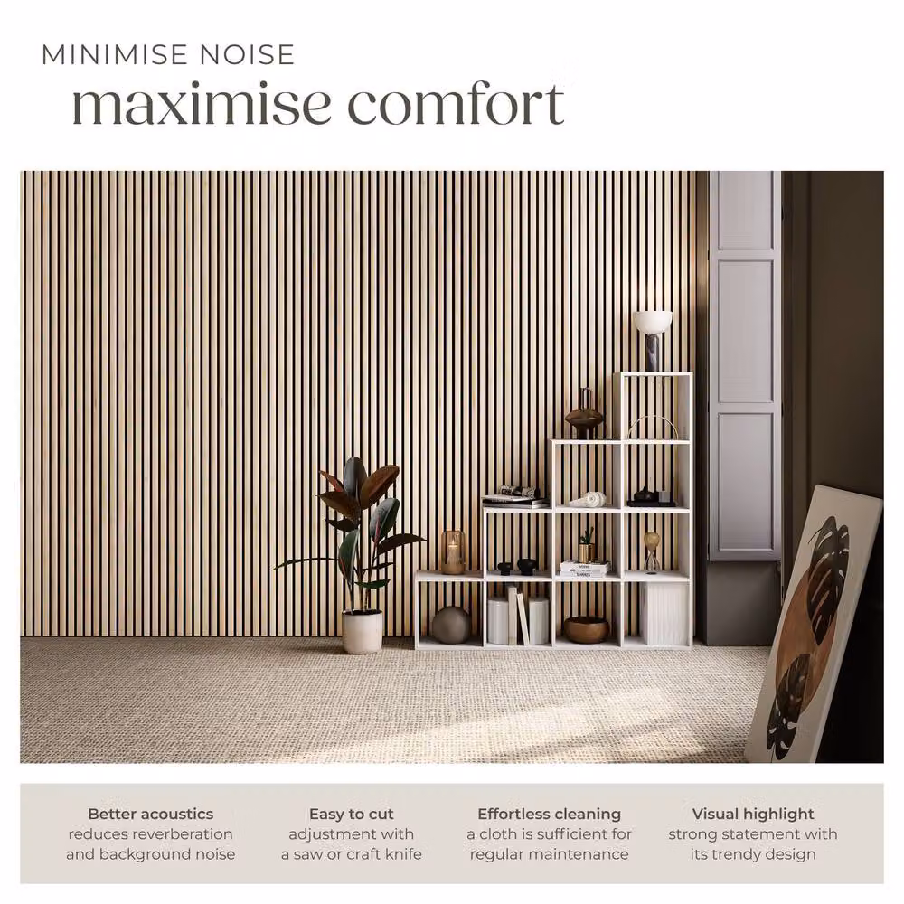 tectake Sound-Absorbing Acoustic Panels in Brown Wood-Look MDF and Textile – 3