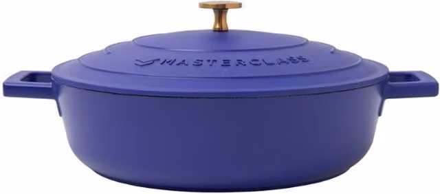 MasterClass 4L Shallow Cast Aluminium Casserole Dish with Lid, Electric Blue, 28cm