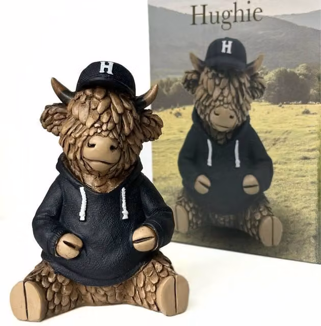 Animal Crackers Hughie Highland Cow Collectable Figurine in Brown and Grey, H: 11.5 cm x W: 7.5 cm x D: 7.5 cm – 1