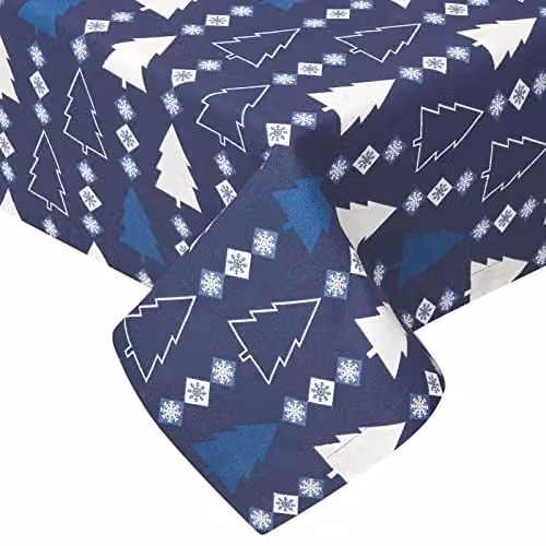 Homescapes Blue Winterland Cotton Round Christmas Tablecloth, Diameter: 178 cm – 1