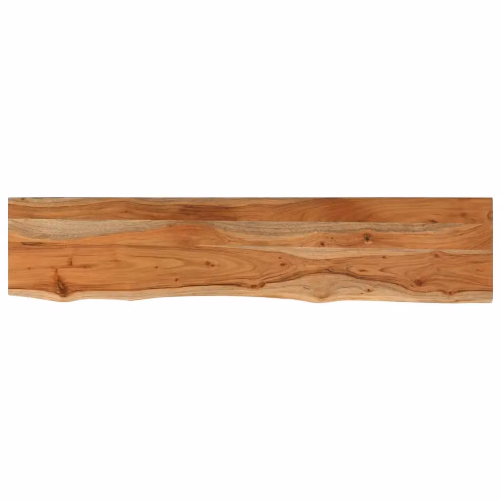 Berkfield Home Rectangular Acacia Solid Wood Wall Shelf with Live Edge, Brown, W: 90 cm, D: 20 cm, H: 2.5 cm – 2