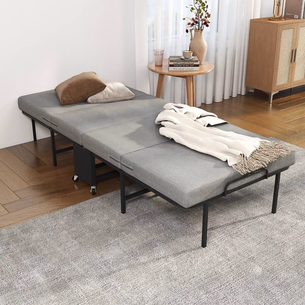 Matteo Grey Single Folding Bed with 6cm Memory Foam Mattress, W/D/H: 90 x 190 x 43 cm – 2