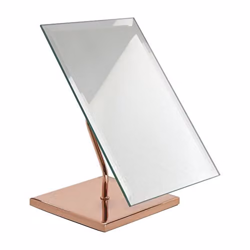 Premier Housewares Clara Modern Rectangular Tabletop Mirror in Gold, W/D/H: 22 x 17 x 32 cm