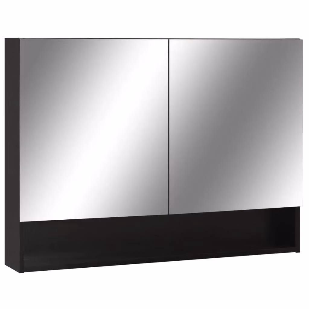 Berkfield Home LED Bathroom Mirror Cabinet in Black, W/D/H: 80 x 15 x 60 cm – 2