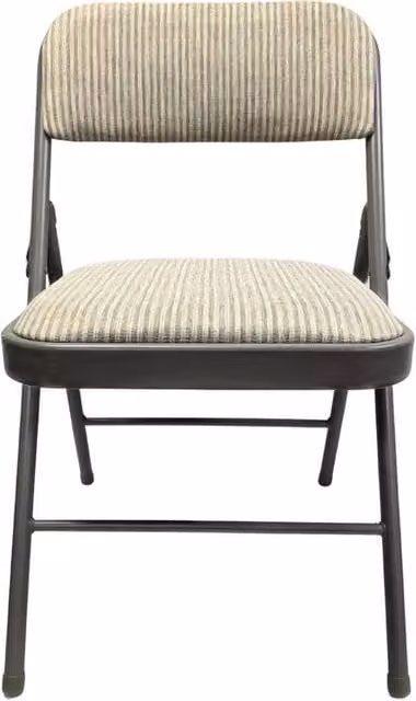 EONLION Deluxe Steel Folding Office Chair with Fabric Padded Seat in Beige