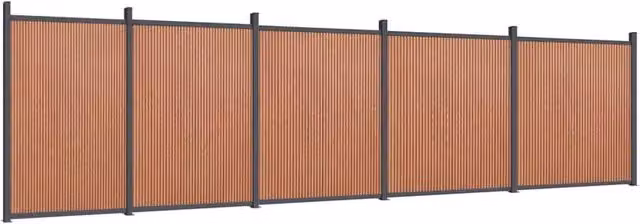 Berkfield Home Brown WPC and Aluminium Opaque Fence Panel, W: 872 cm, H: 186 cm