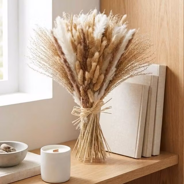 Garden Greatness Dried Natural Brown Pampas Bouquet Bundle