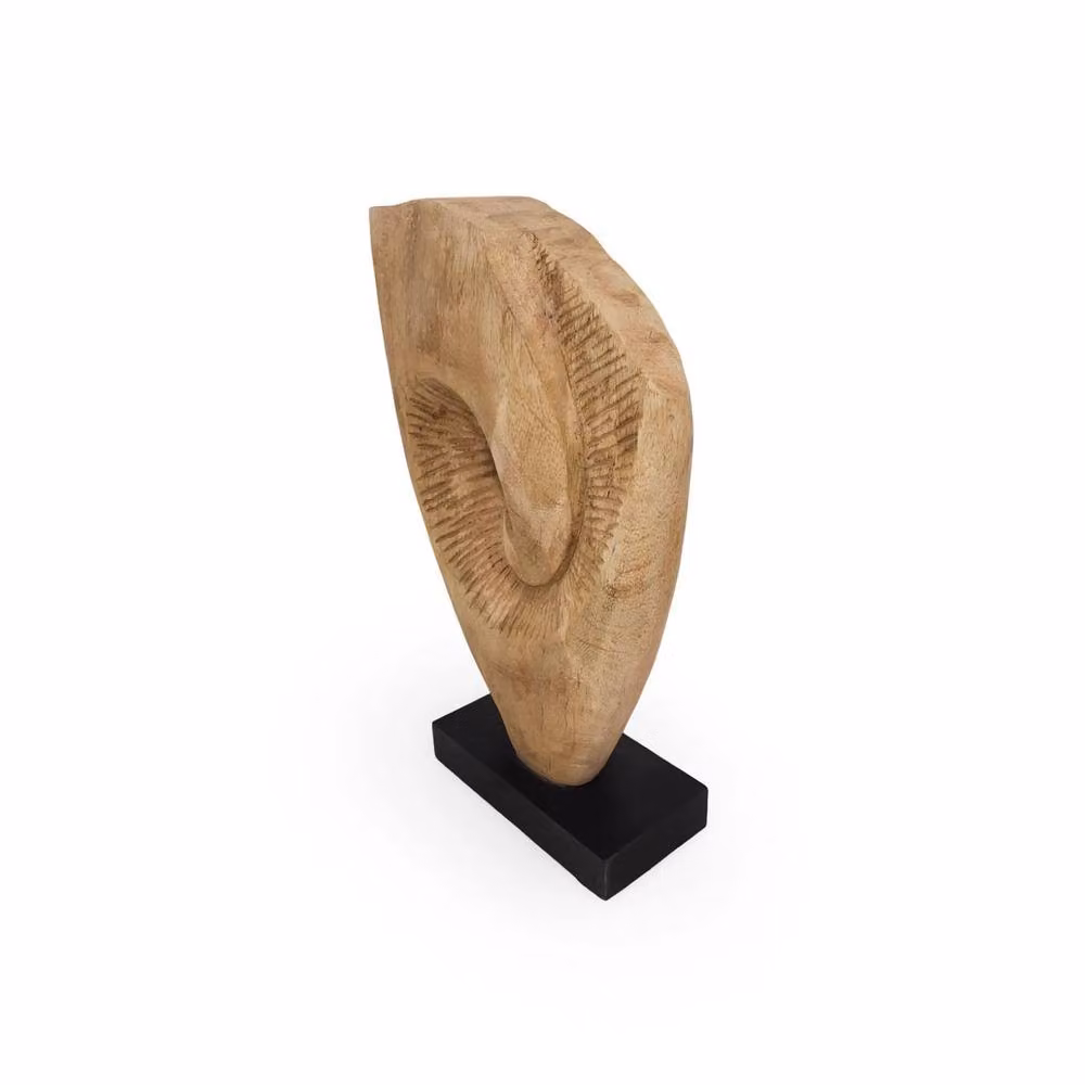 PAWNORA Abstract Spiral Eye Decorative Tabletop Ornament in Brown, Black and Beige Wood – 2