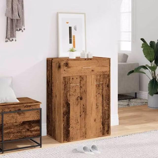 Berkfield Home Rustic Old Wood Shoe Cabinet in Brown, W/D/H: 60 x 35 x 84 cm – 1